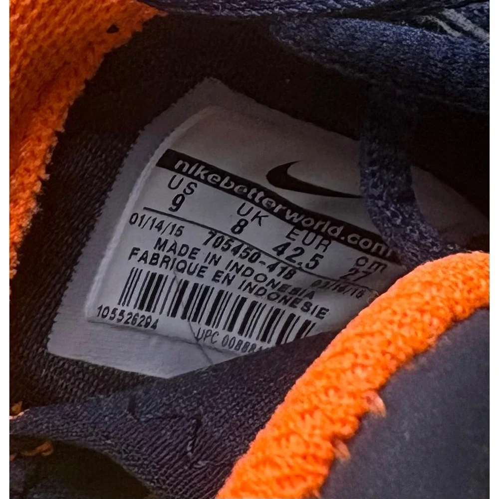 Nike Kaishi Run Navy Orange Blue Abstract Mesh Sneakers 705450-418 Mens 9